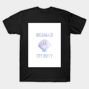 Mermaid Off Duty - Purple Seashell White Background T-Shirt